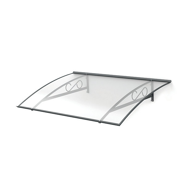 ARCTOM Auvent Pierro 150x90, couleur anthracite RAL7016, plaque incolore, polycarbonate alvéolaire