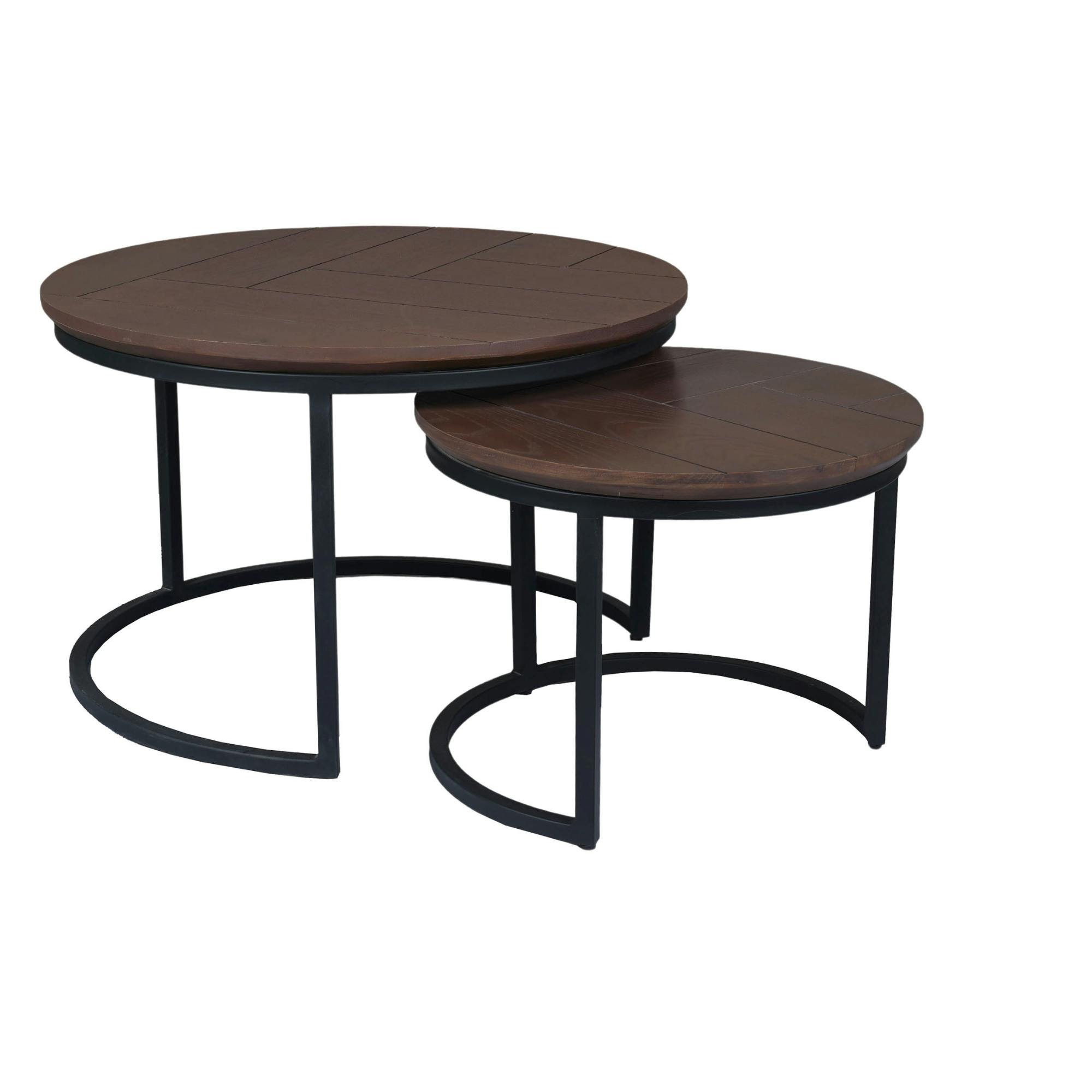 Table basse gigogne décor parquet foncé (lot de 2) LEXTON