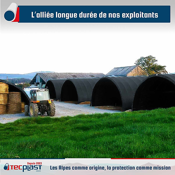 Bâche Tunnel agricole 8x9 m Gris anthracite - Garantie 5 ans TECPLAST - LP506TU - Bâche PVC étanche pour Tunnel de stockage