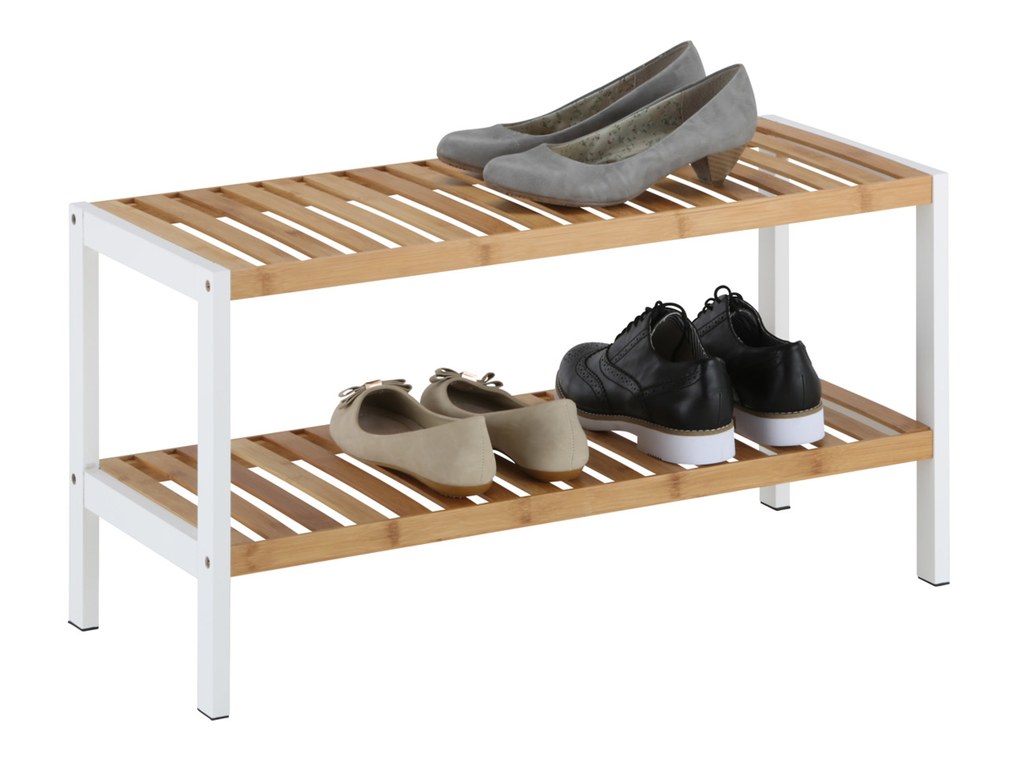 Regał na buty Anna II 70 cm bambus/biały