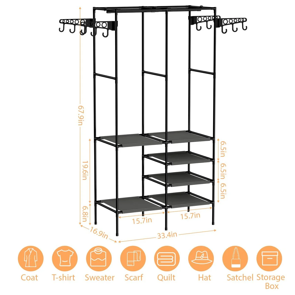 Heavy Duty Clothes Rack with Hanging Rods - A