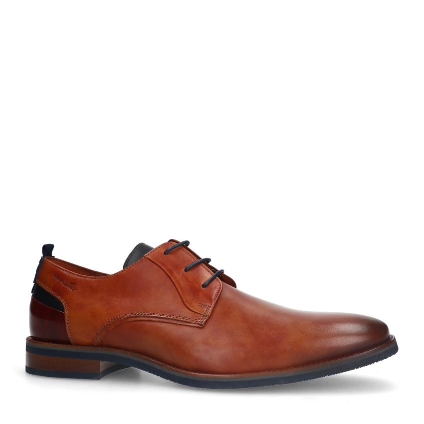 Van Lier Cognac leren veterschoenen