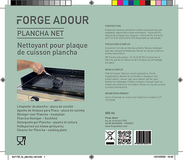 Dégraissant nettoyant pour plancha 500 ml Forge Adour