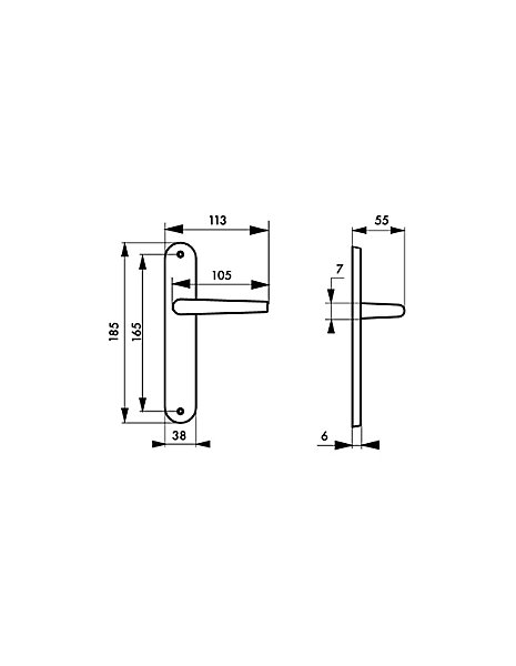 Ensemble de poignées pour porte intérieure Leto sans trou, carré 7mm, entr'axes 165mm, noir - THIRARD