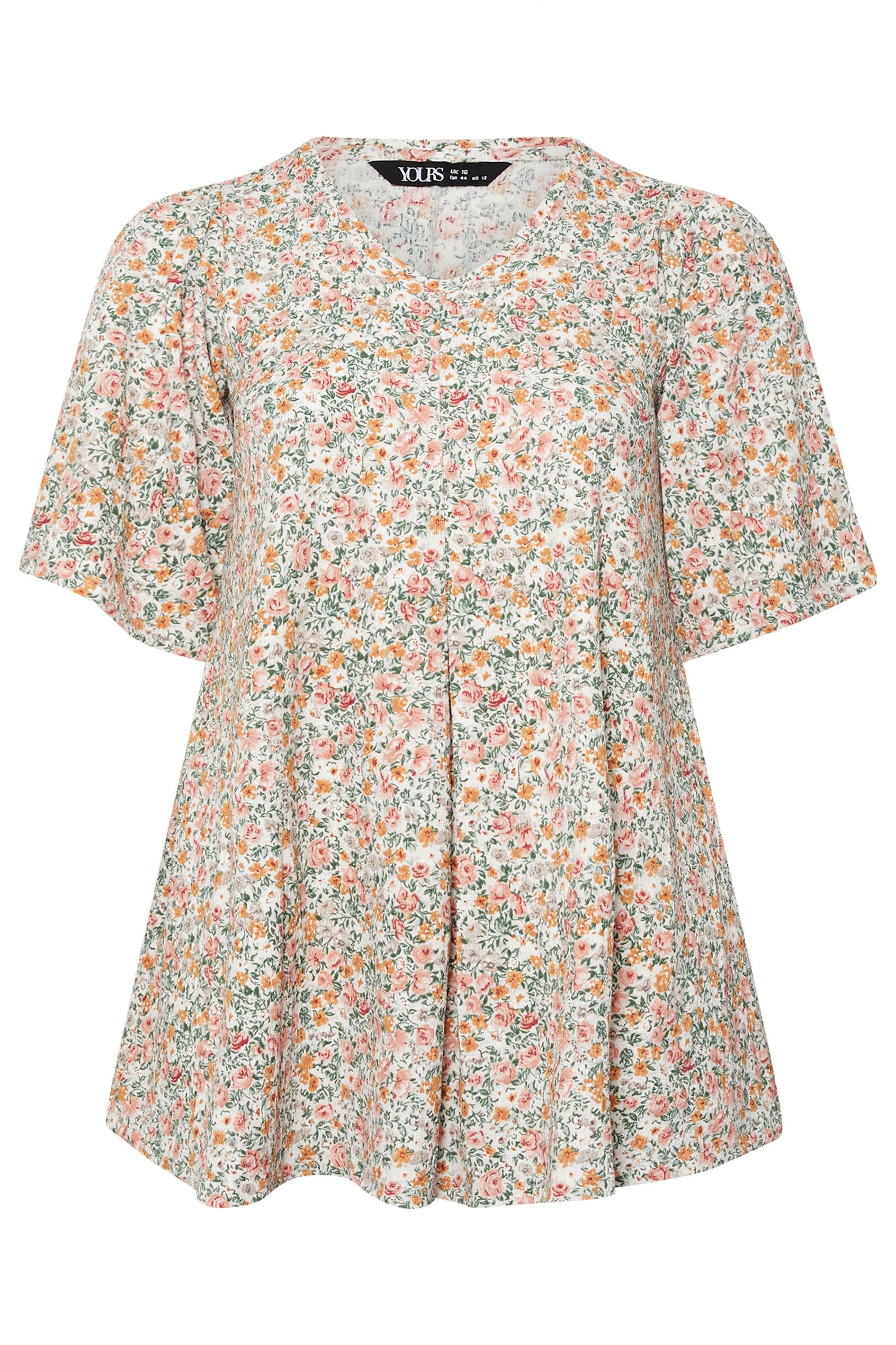 Yours Floral Pleat Front Top