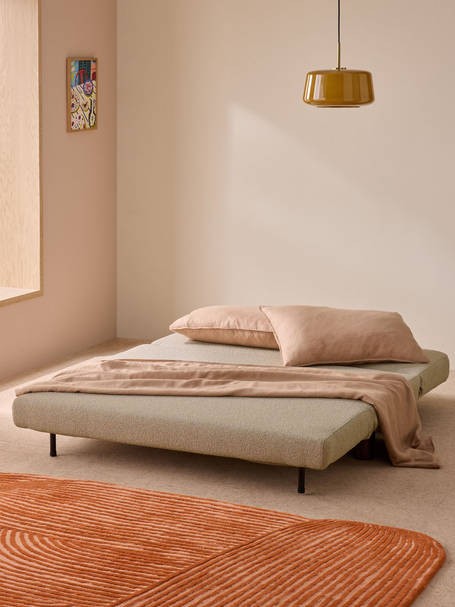Large Maxton 2 Seater Sofa Bed in Natural Linen Soft Touch Boucle