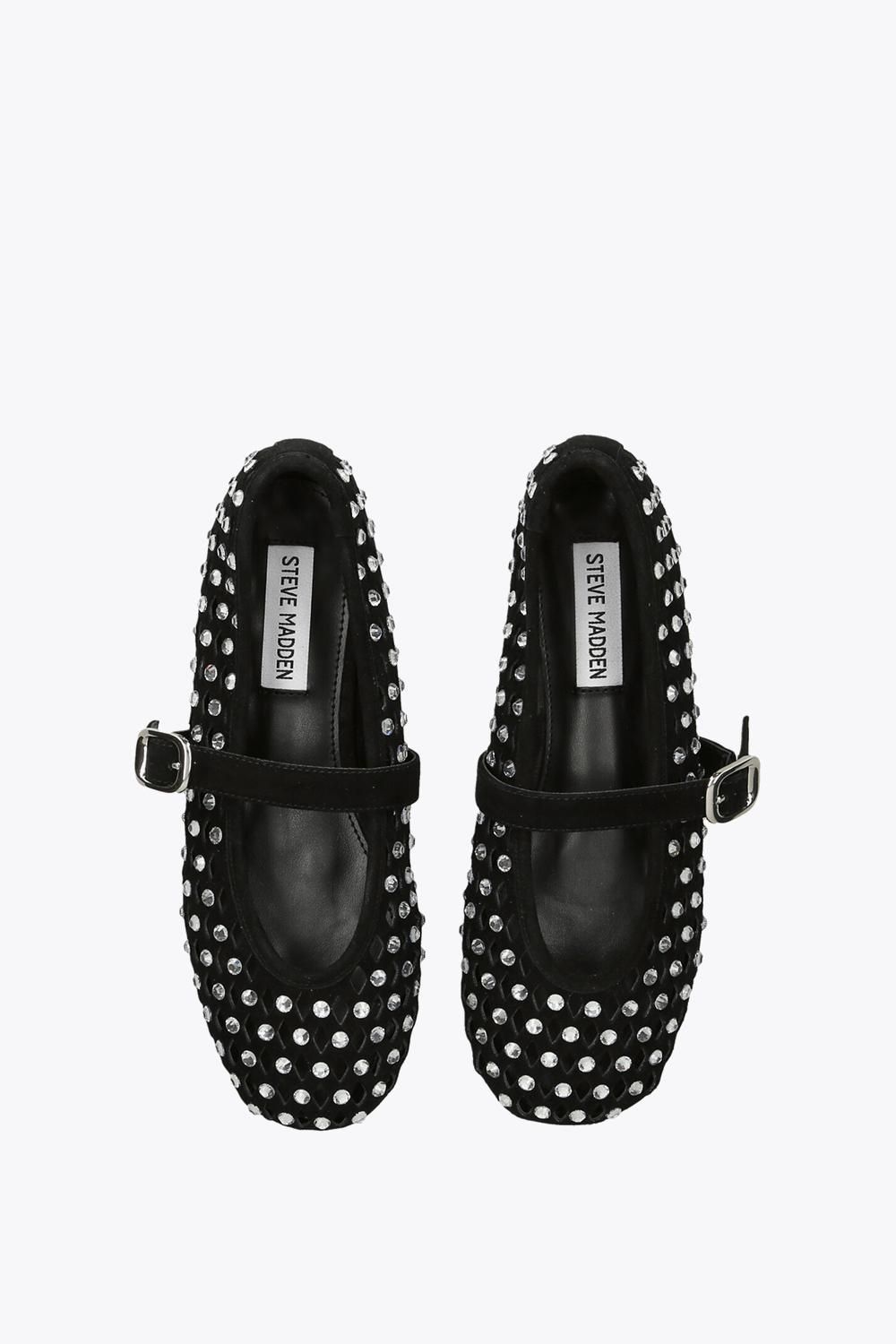 STEVE MADDEN Rerun Black Suede' Suede Flats