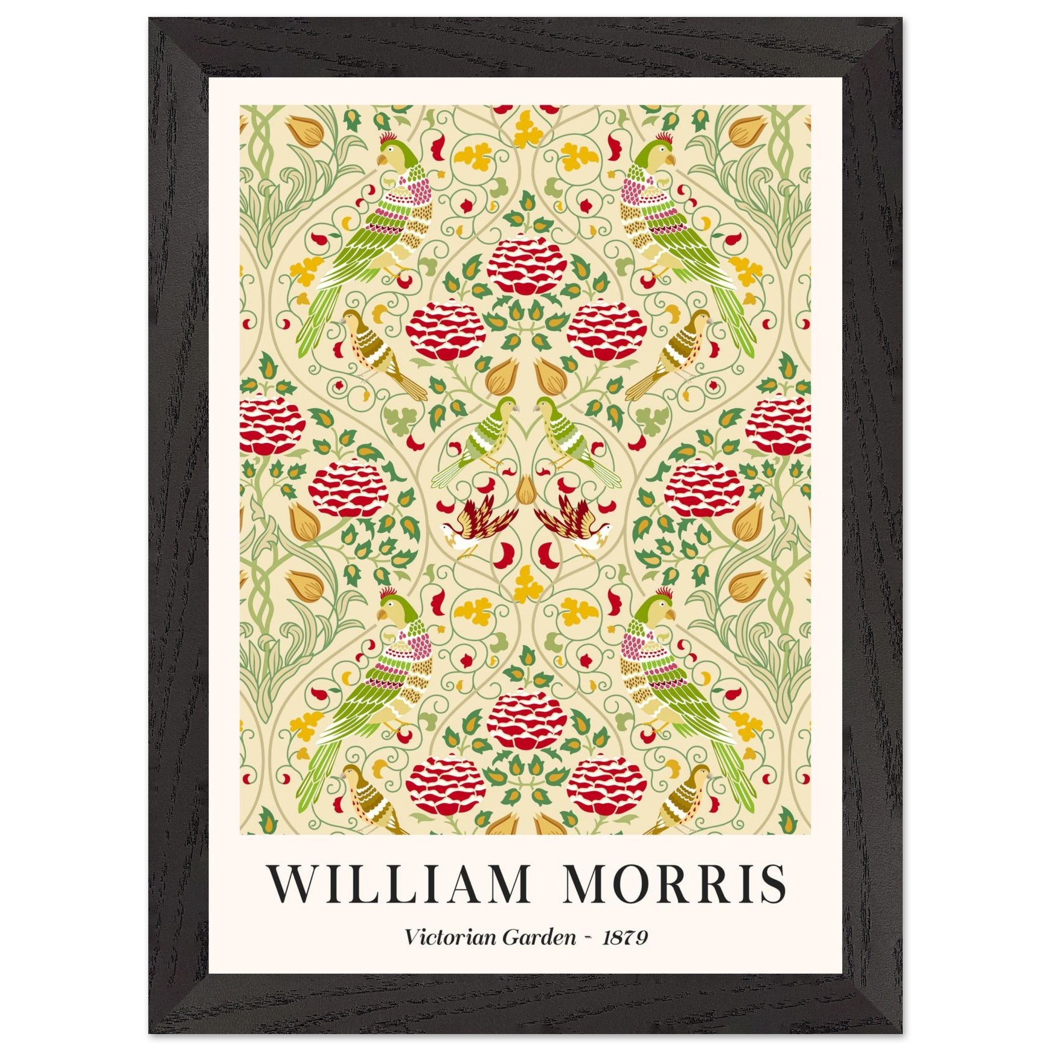 Artfulprints Poster met Lijst William Morris - Victorian garden 1879  - A4 21x29.7 cm - Groen