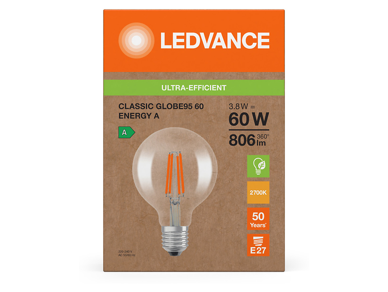 Żarówka dekoracyjna LED E27 3,8W z ciepłą barwą światła