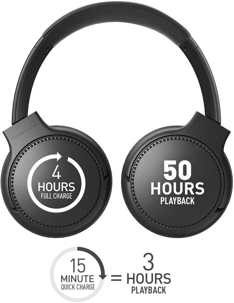 Panasonic M-Series Mighty Bass Bluetooth Headphone, Black