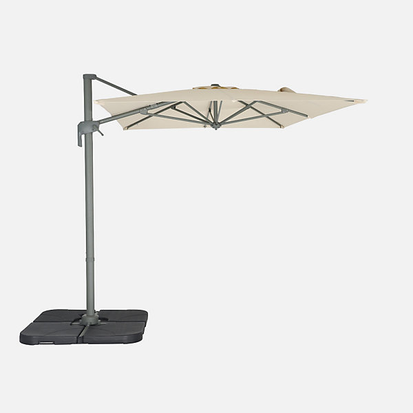 Parasol déporté rectangulaire 2x3m - Antibes - Ecru - Parasol excentré inclinable. rabattable et rotatif à 360.