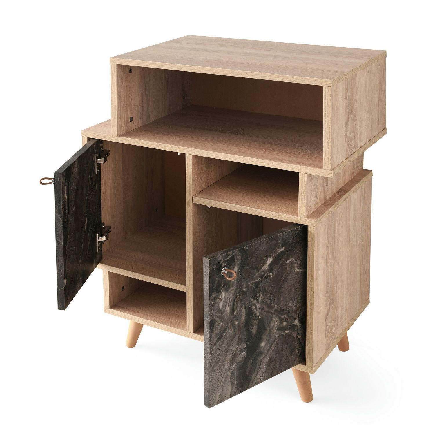 IZMIR - Etagère bibliothèque design marbré L. 70 x H. 90 cm gris