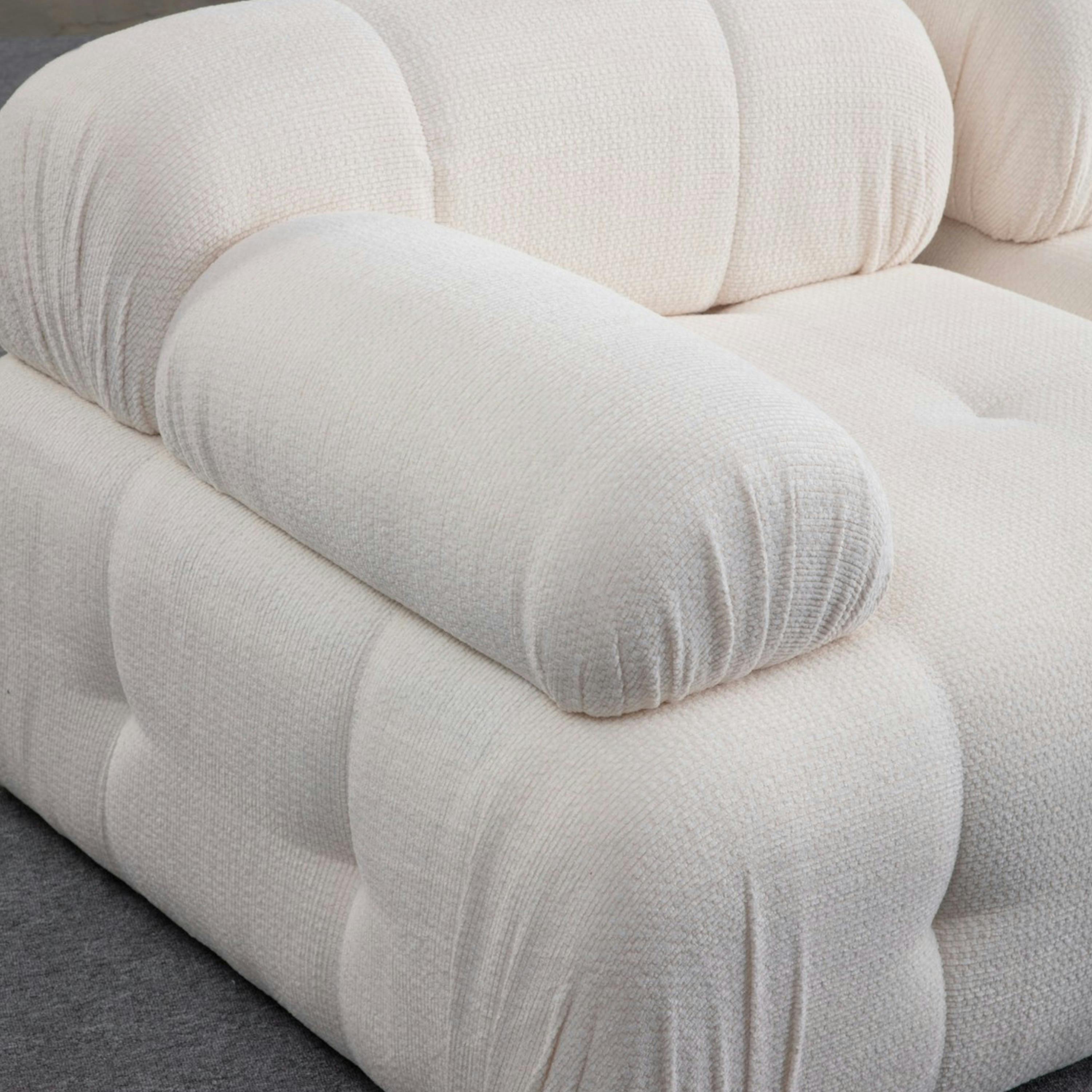 Grand canapé 3 places modulable blanc, assise profonde ICA