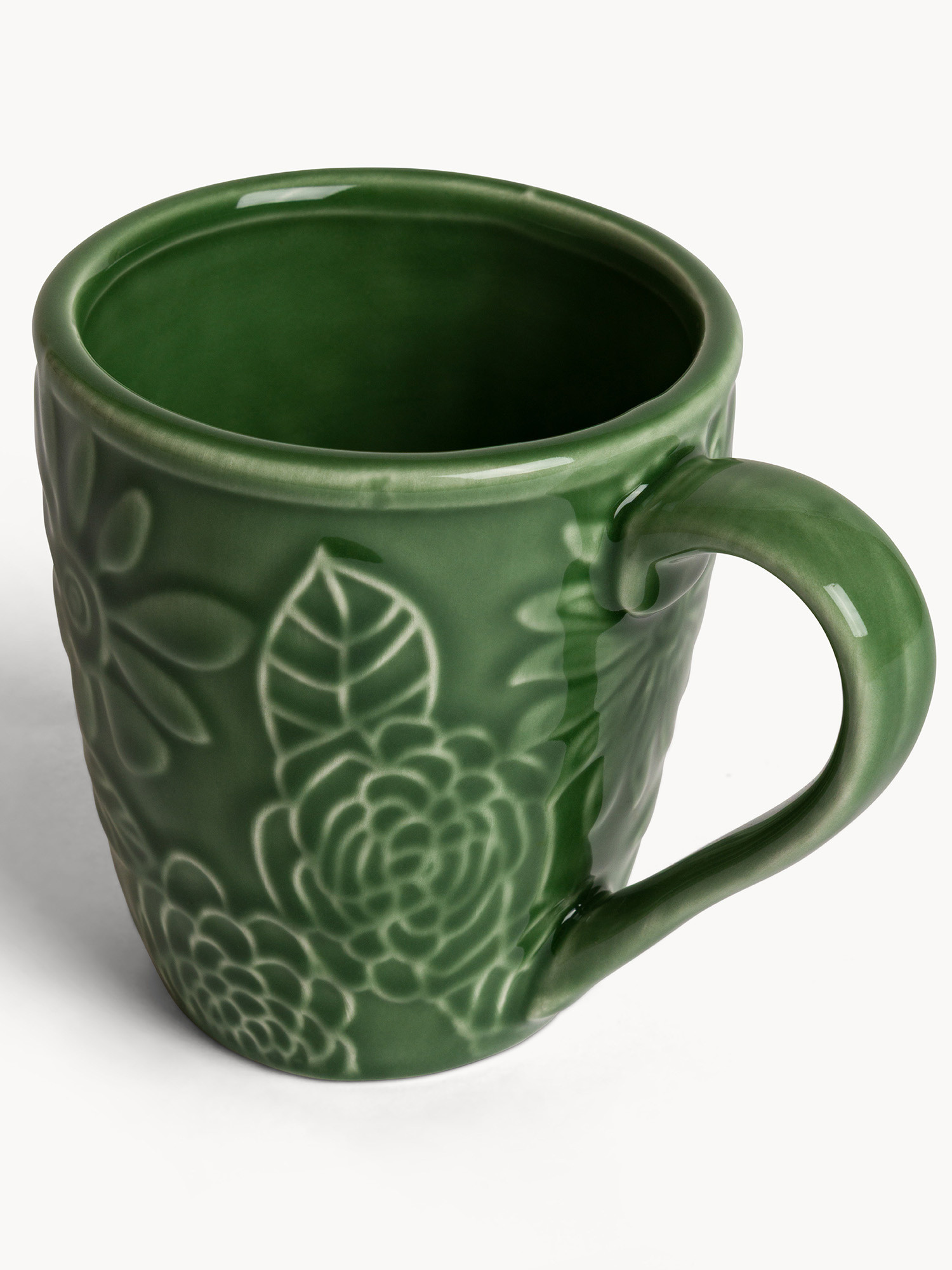 Mug in stoneware con fiori in rilievo