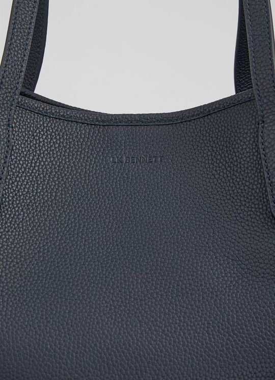 Lili Navy Grained Leather Tote Bag