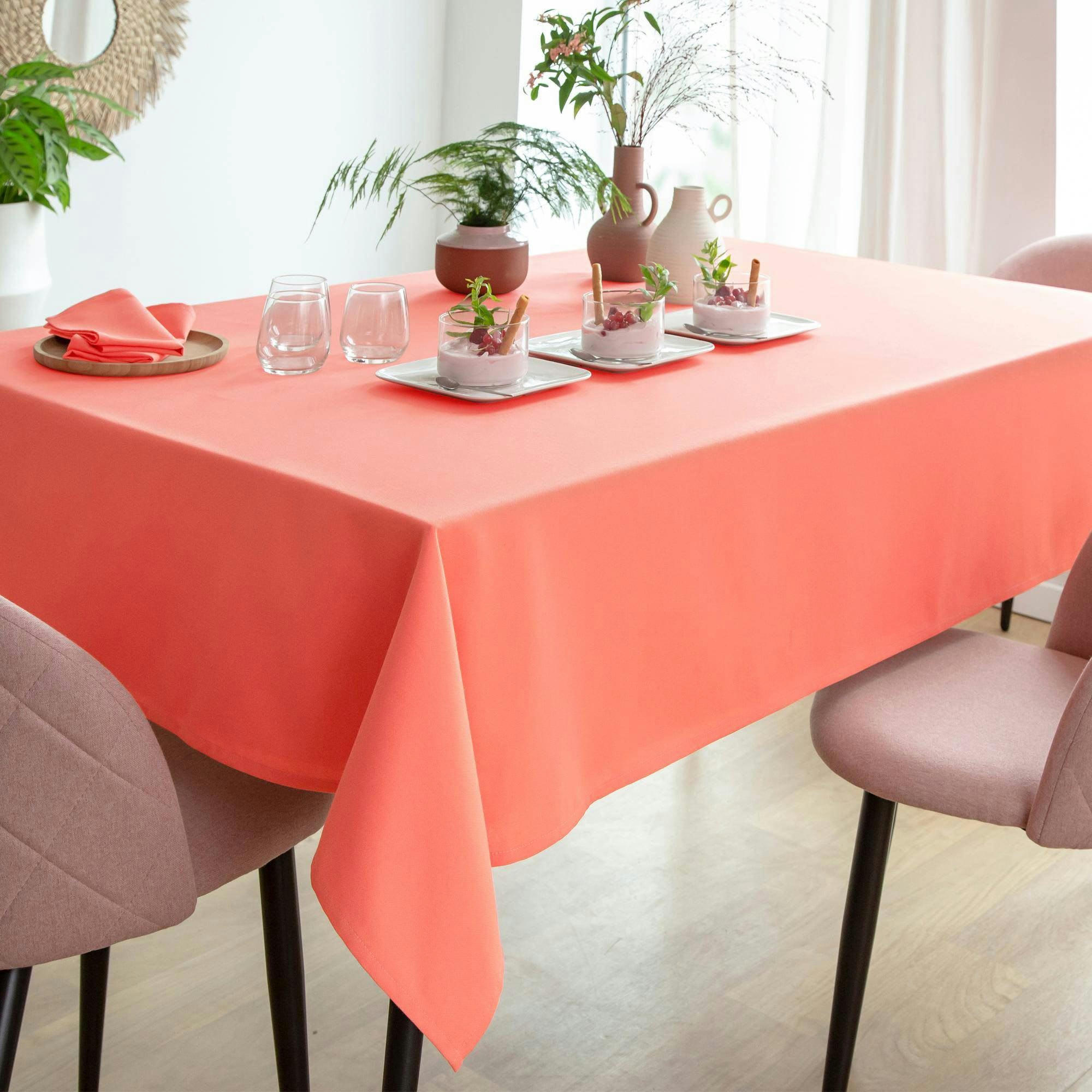 LONA - Nappe 150x150 orange corail en coton