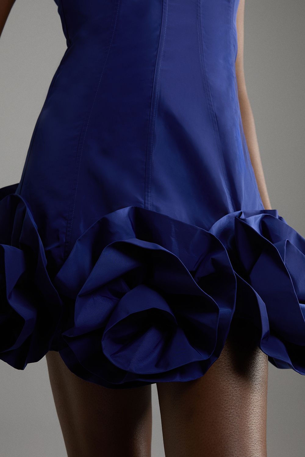 KarenMillen Drama Taffeta Rosette Woven Mini Dress With Bow Detail