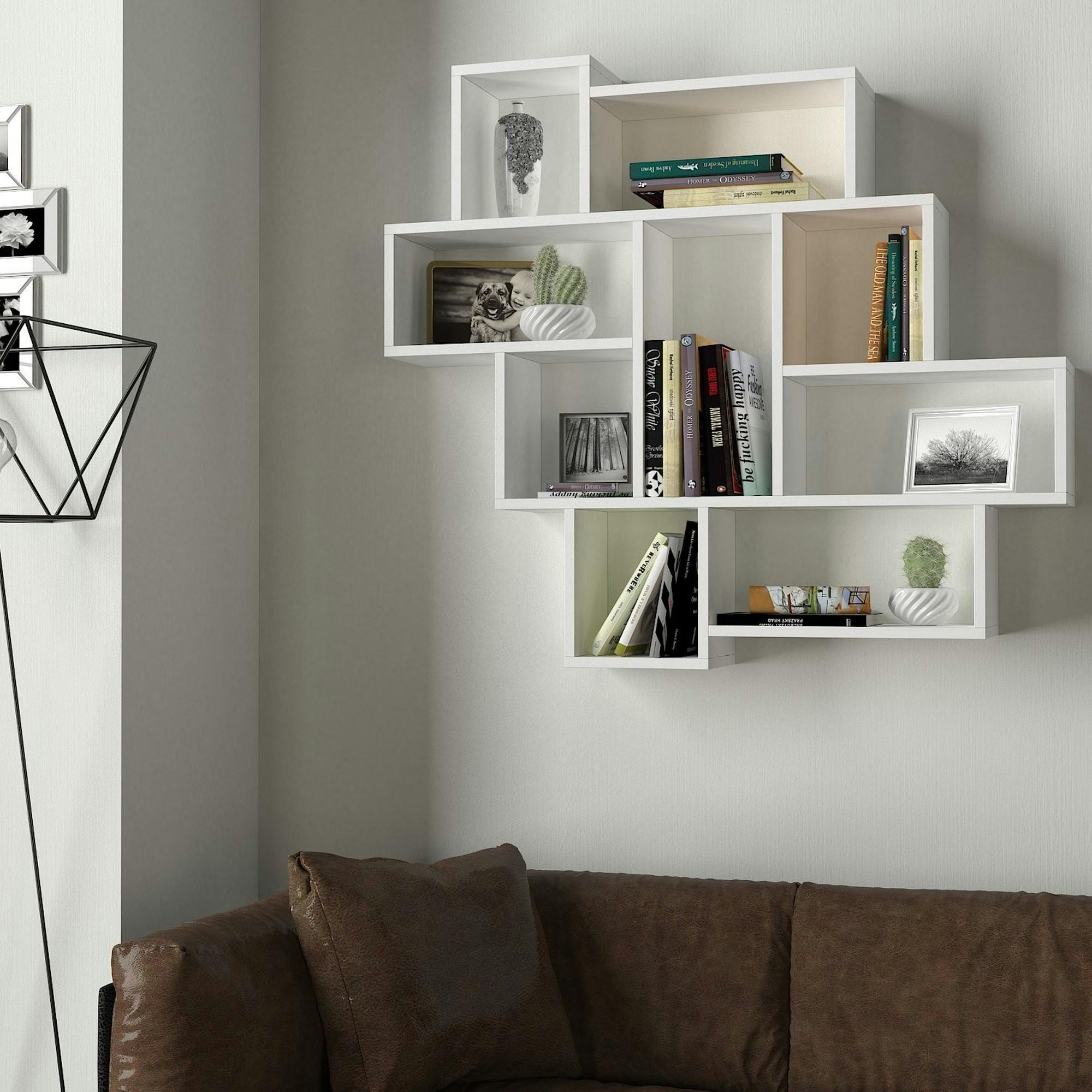 Étagère murale blanche design - 9 niches ouvertes MARFA