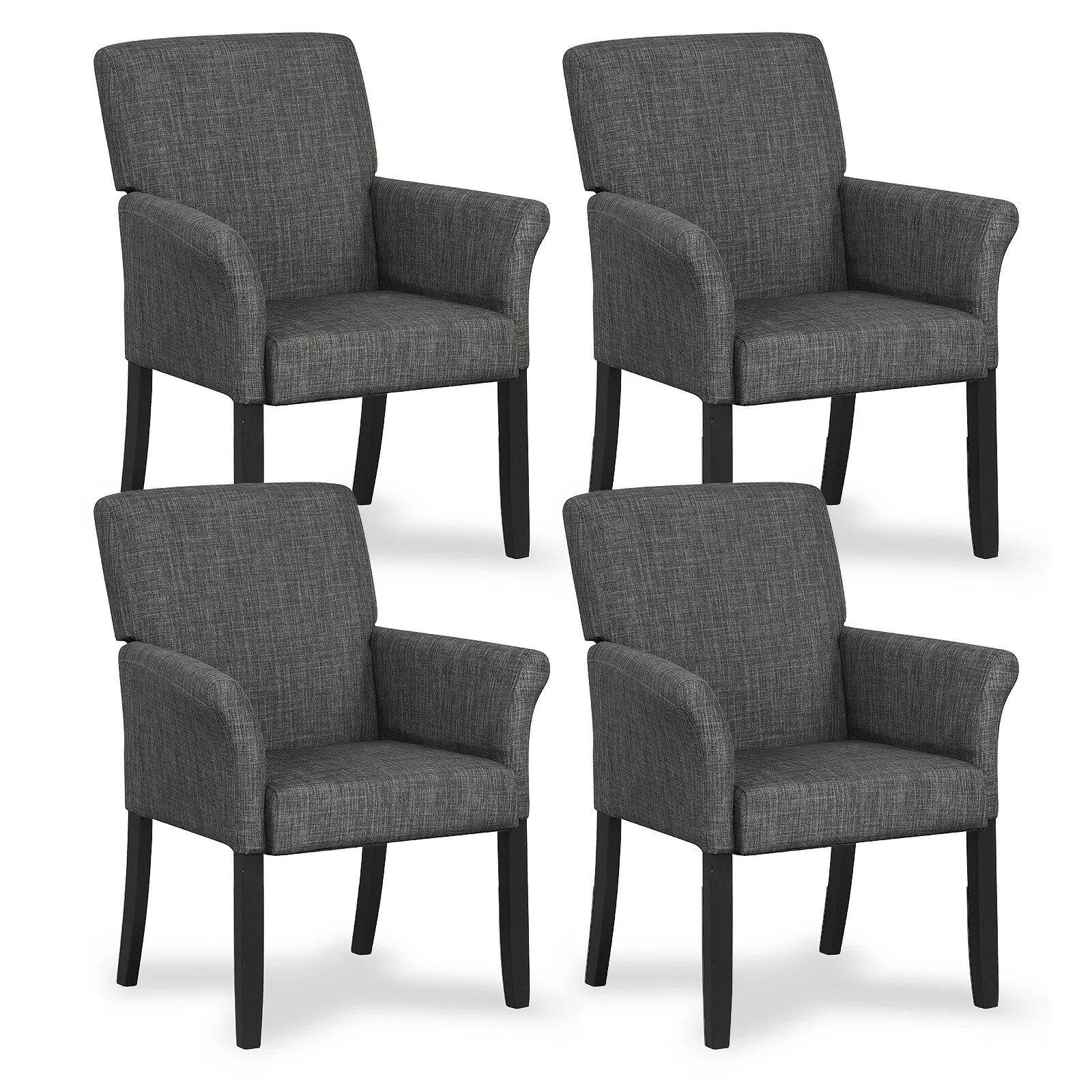 Gymax Set of 4 Arm Chair Guest Chair Home Office w/ Wooden Legs