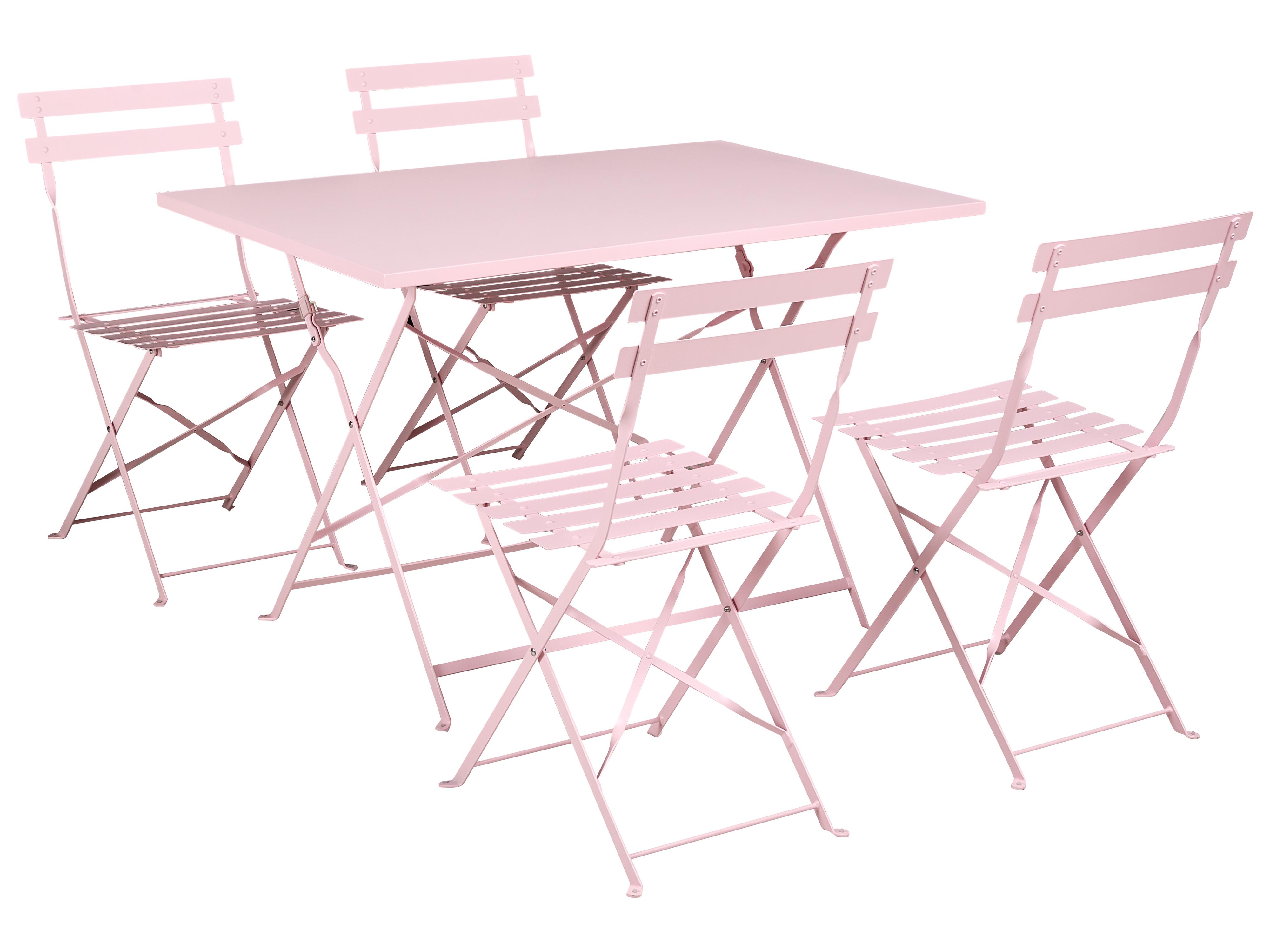 Bistro Set Folding FIORI Metal Pastel Pink