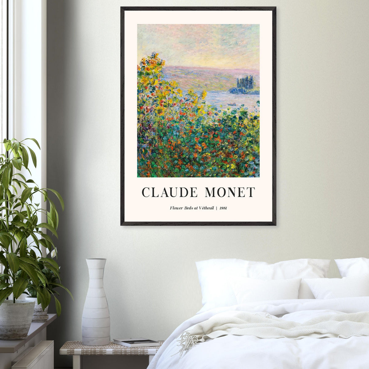 Artfulprints Poster Claude Monet - Flower beds at Vétheuil  - 70x100 cm - Meerkleurig