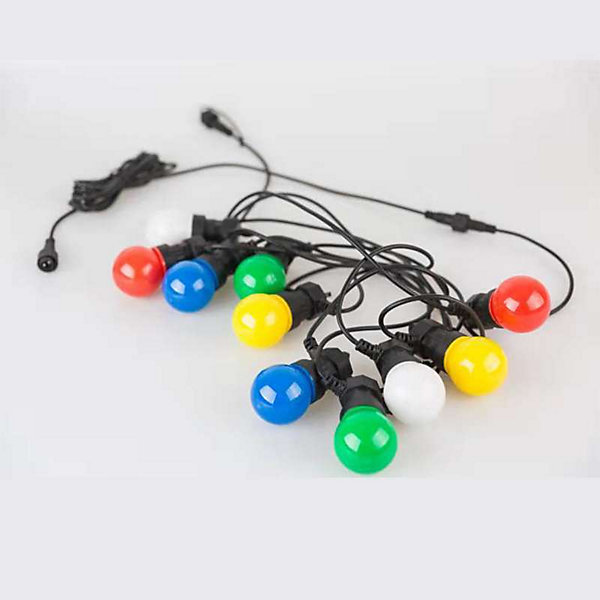 Guirlande Guinguette 10 Ampoules LED Colorées 8m Fil Noir