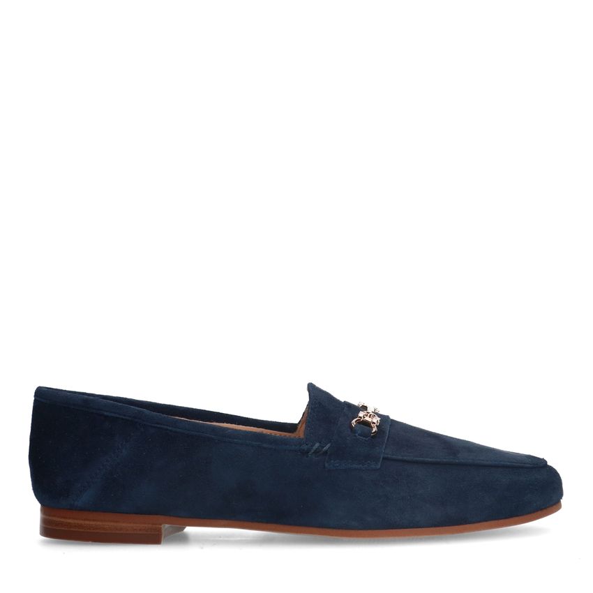 Manfield Blauwe suède loafers