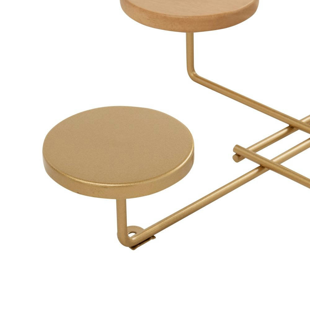 PARANGA - Patère 8 crochets en bois rose et métal doré