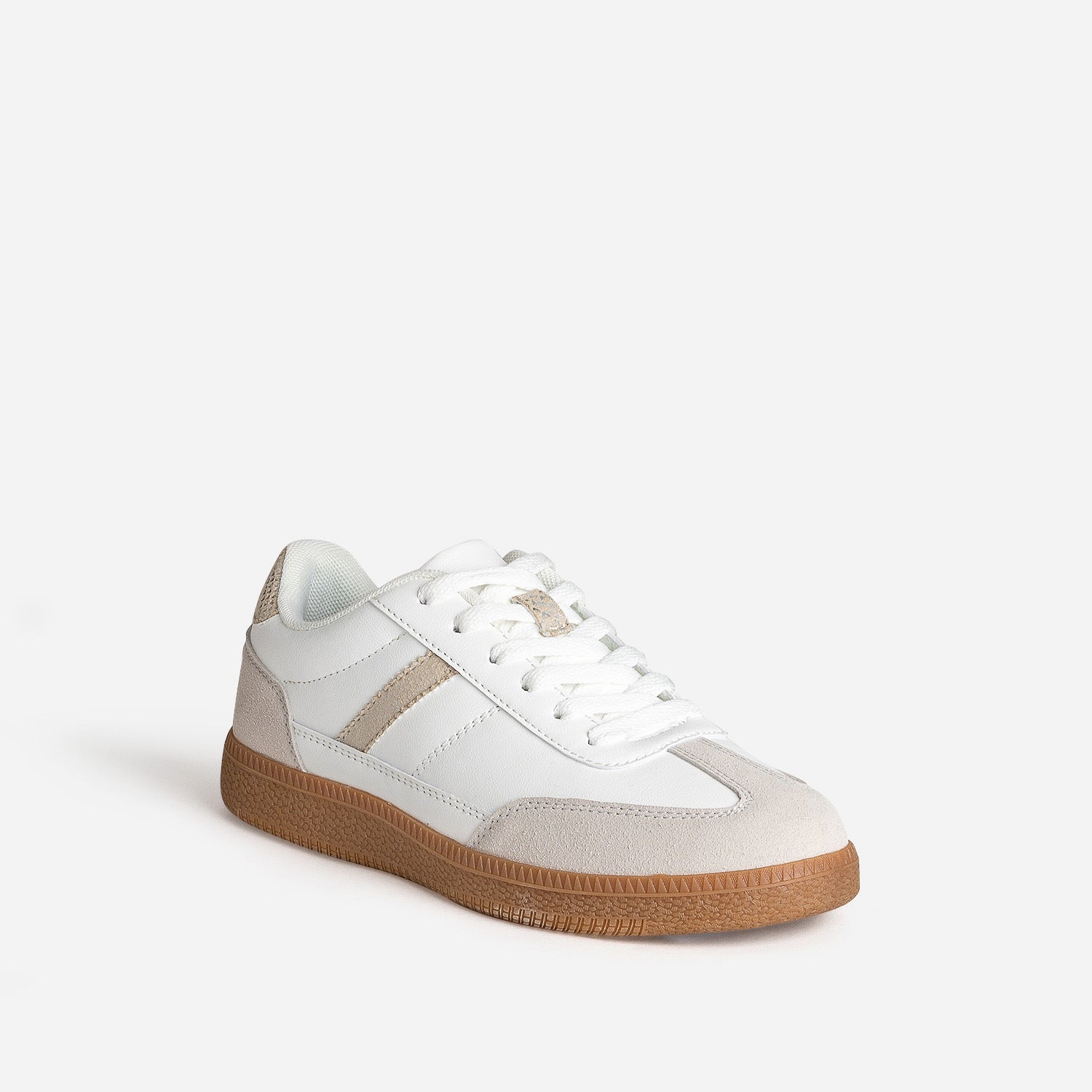 Tennis TEXTO blanche et taupe