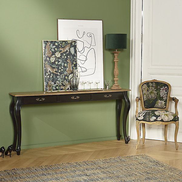 Console LOUISStyle romantique, plateau en chêne, 3 tiroirs