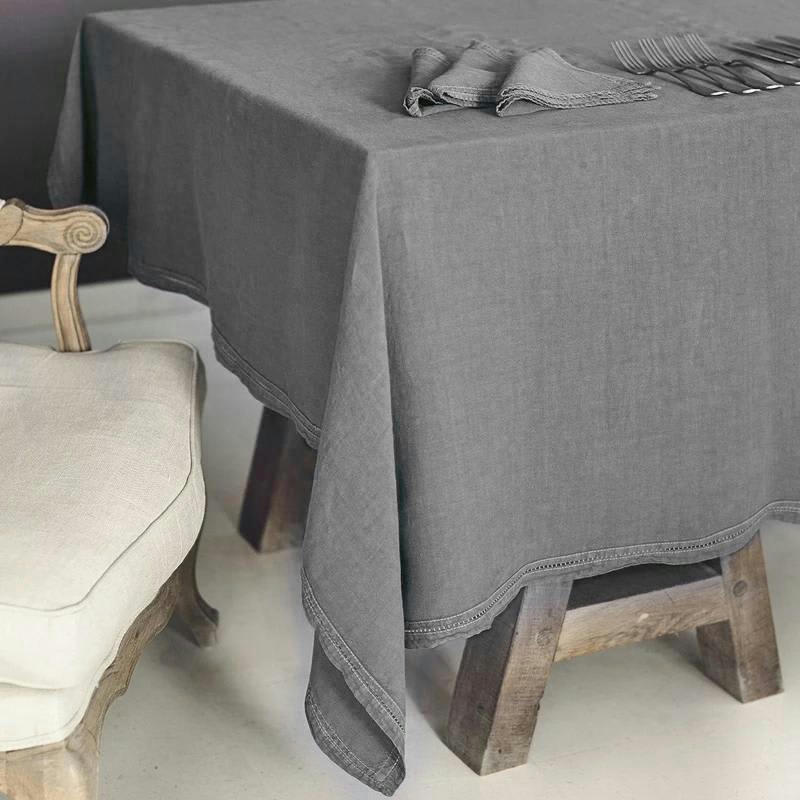 BASES DE LA TABLE - Nappe  Lin pur lavé Gris 160x250