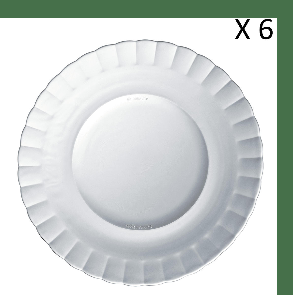 LE PICARDIE® - Lot de 6 - Assiette plate ondulée en verre résistant 26 cm transparent
