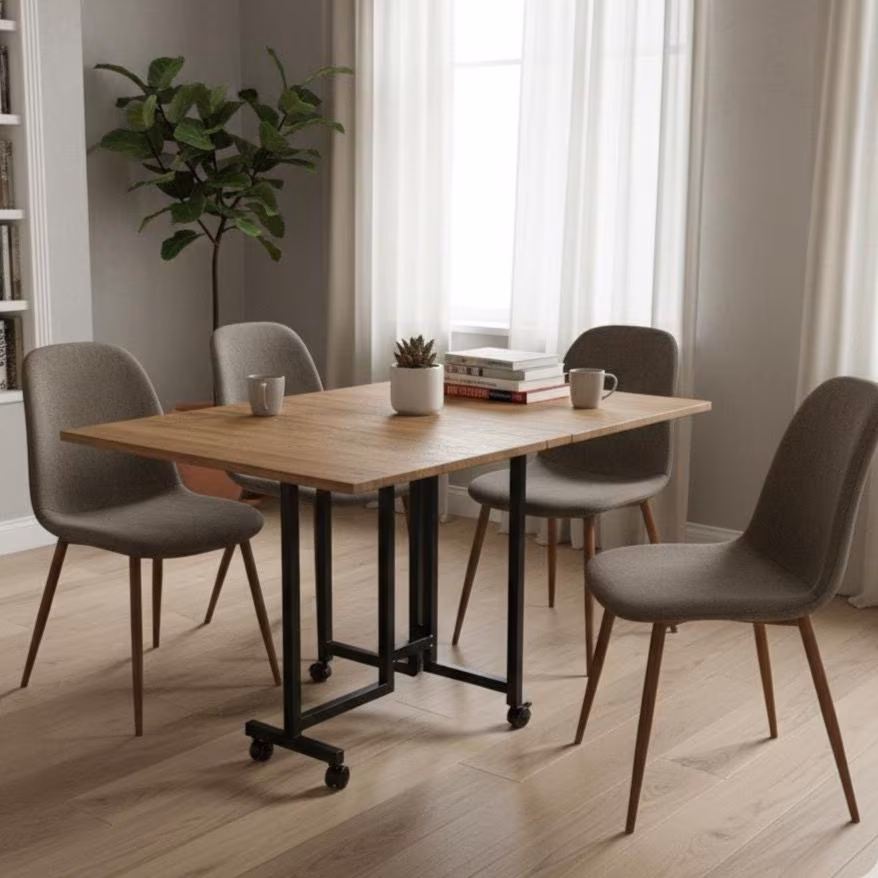 Drop Leaf Oak Dining Table: Folding Handmade Furniture