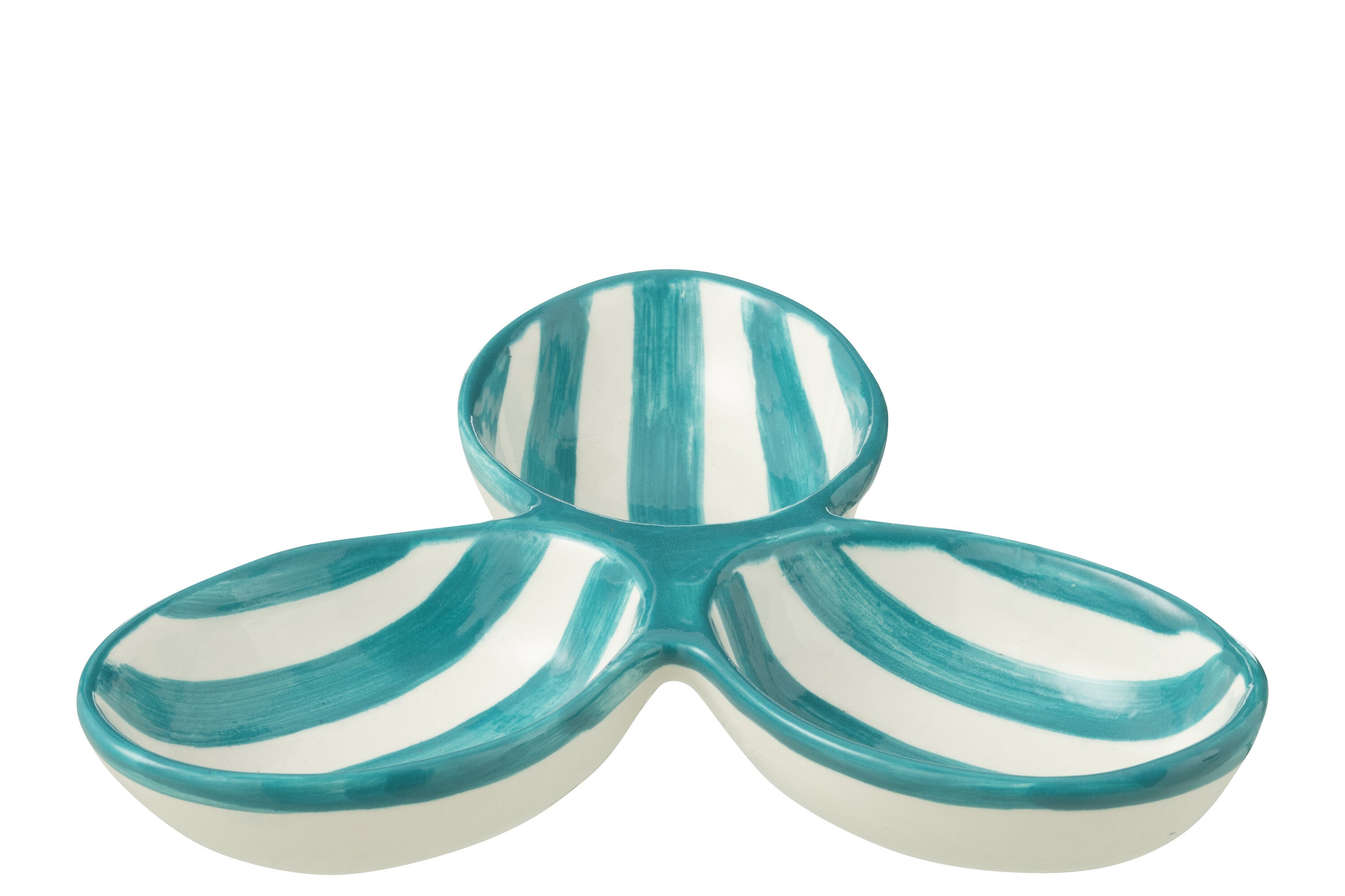 J-Line serveerschaal Granada Stripes Clover - keramiek - wit