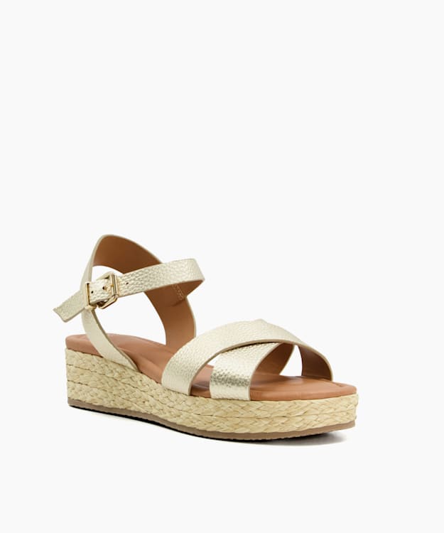 Linnie Gold - Woven Flatform Sandals