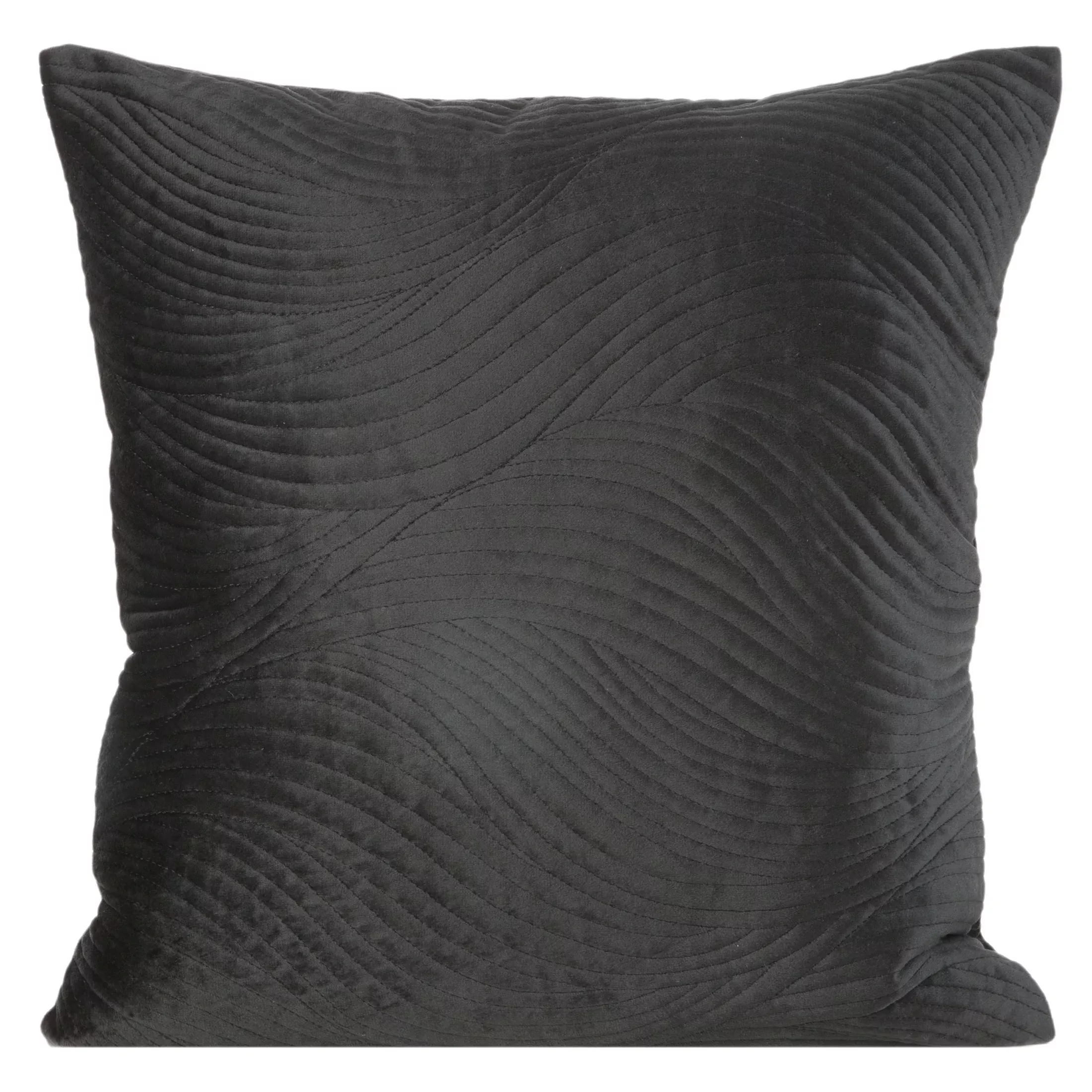 Poszewka na poduszkę 45x45 cm welwetowa, czarna pikowana w falujący wzór RIA5 Eurofirany Premium