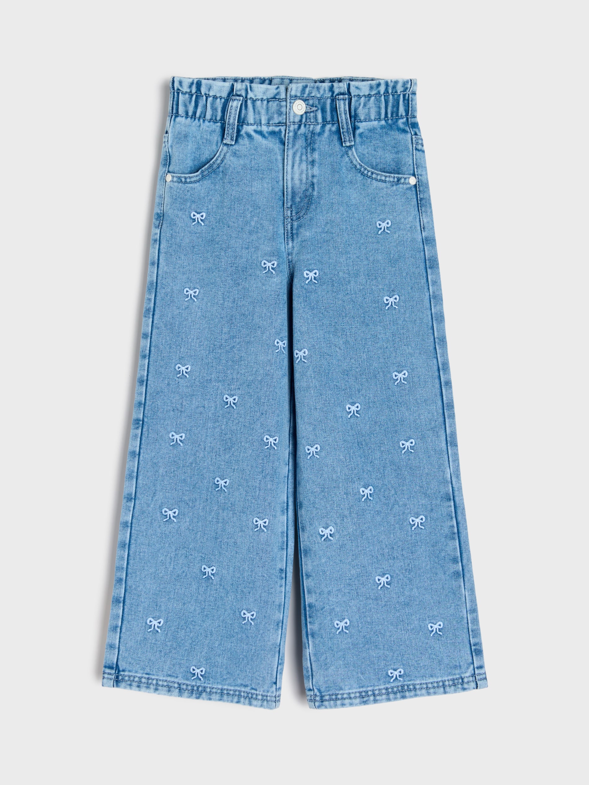 Jeansy wide leg ze wzorkiem