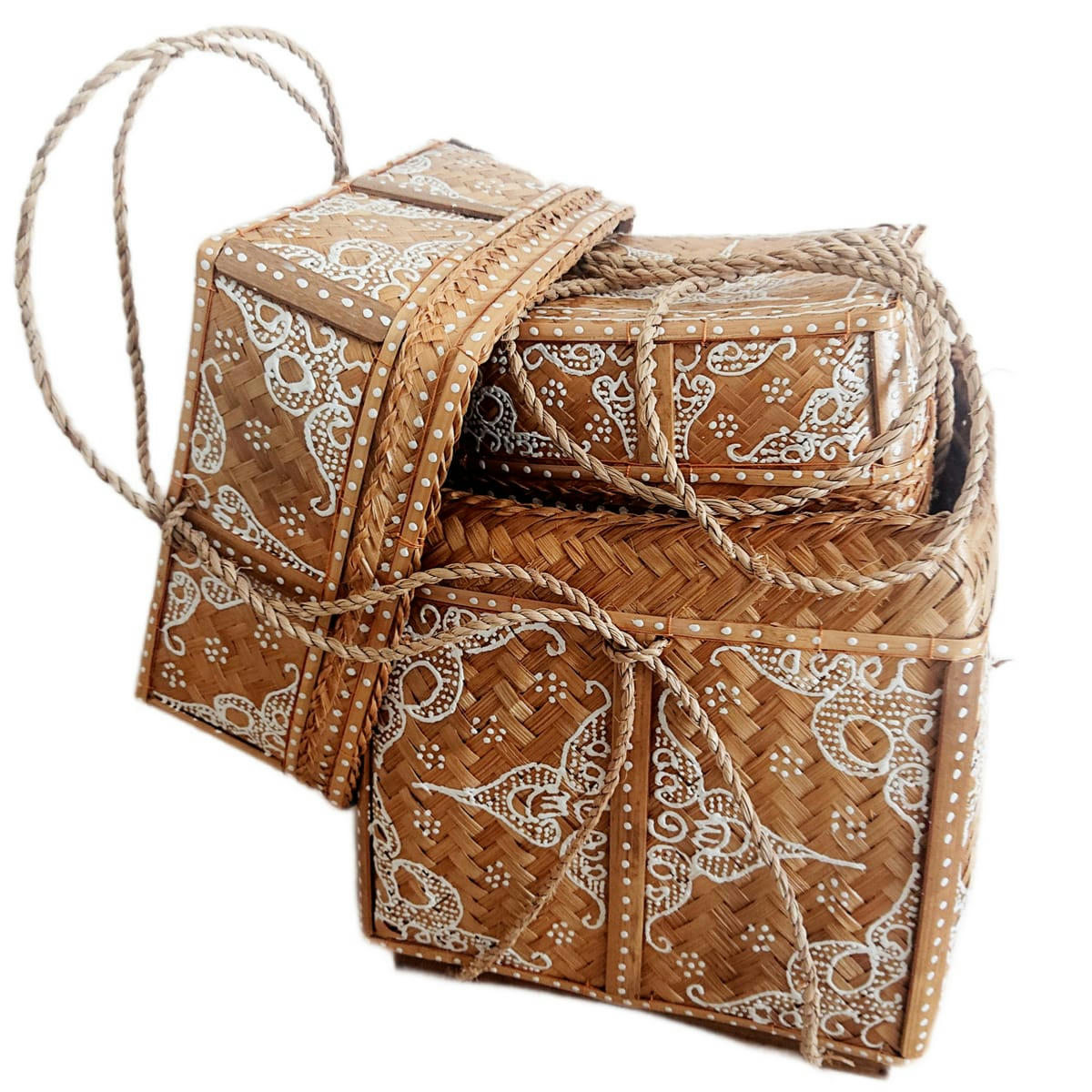 UBUD - Boîte en bambou, naturel/blanc H40 x L28 cm