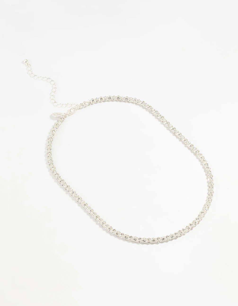 Silver Plated Diamante Fireball Chain Necklace