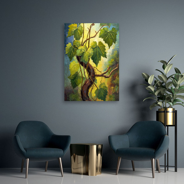 Feeby Obraz na płótnie, Zielone liście winogron 40x60