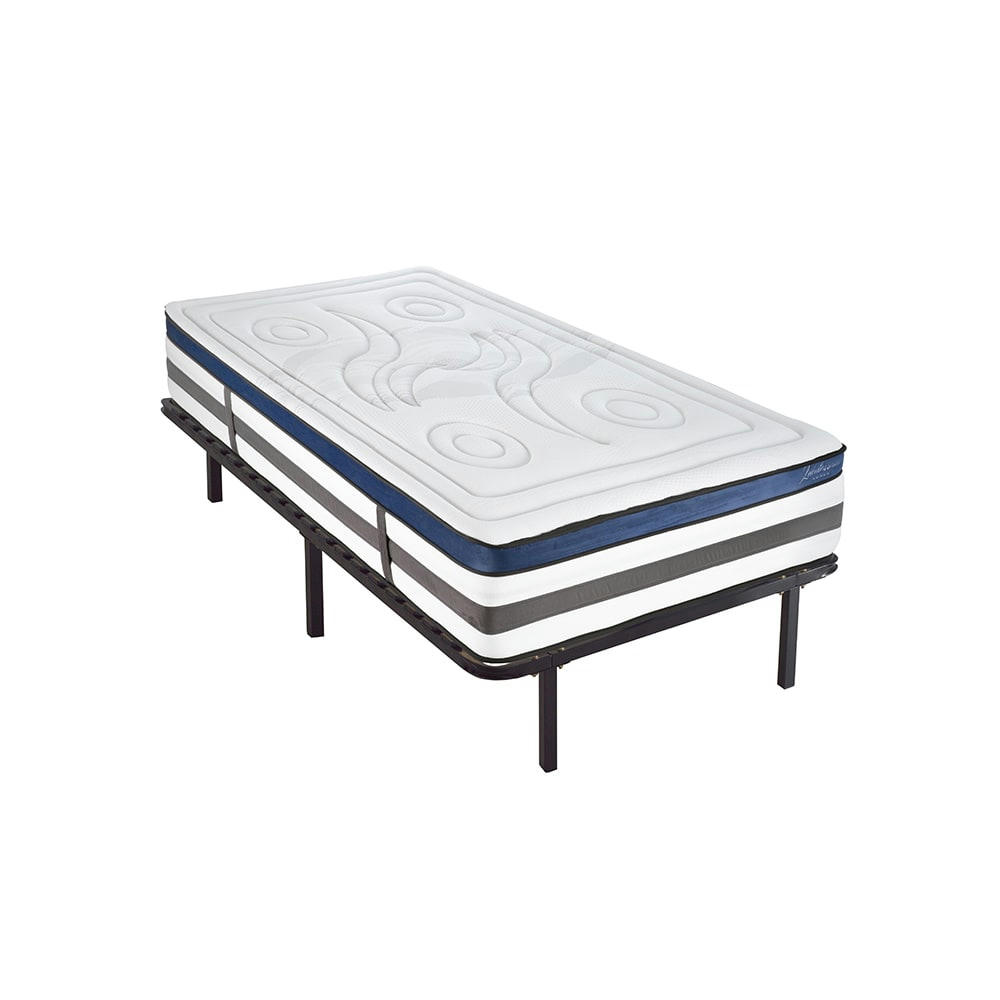 QUINTESSENCE - Ensemble Matelas à Mémoire de forme h30cm sommier métal 90x190