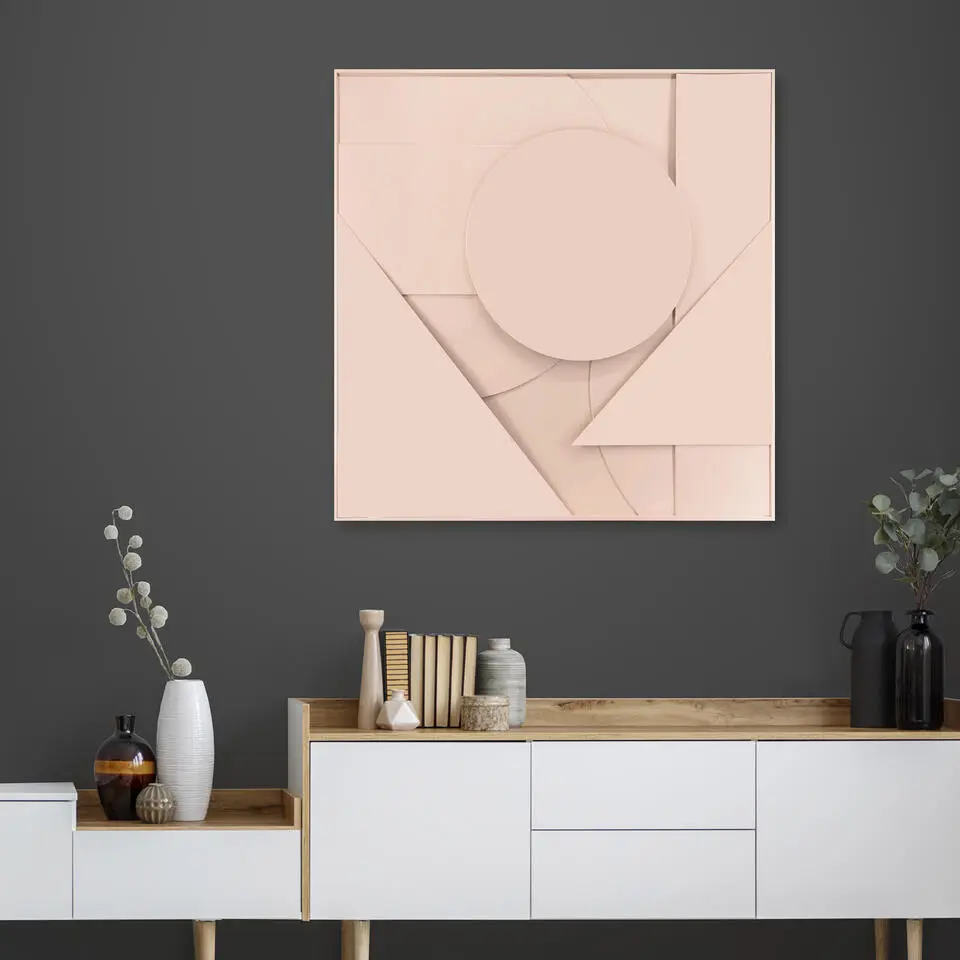 Art for the Home Abstract 3D ornament 80x80cm roze