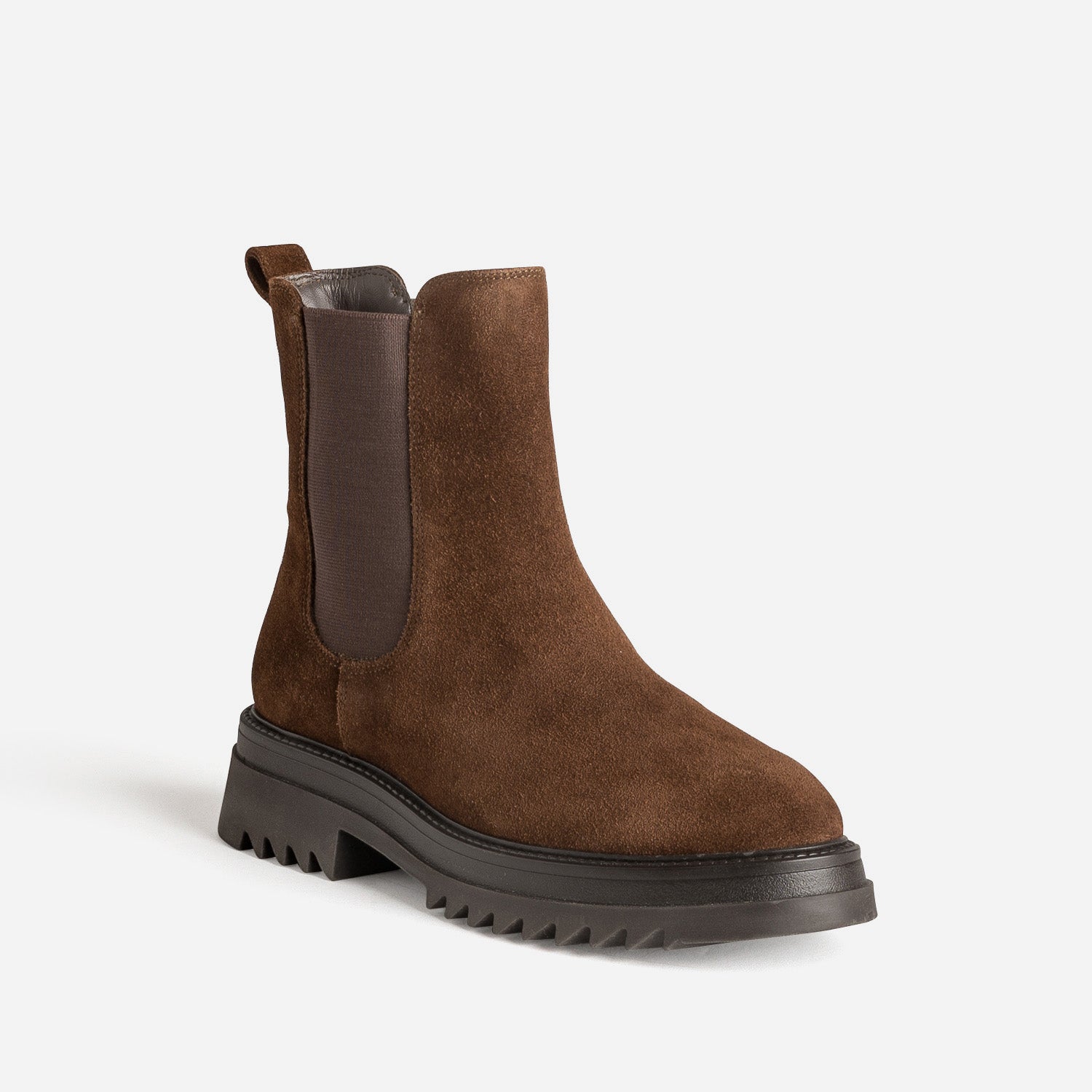 Boots TEXTO marron cuir velours semelle crantée