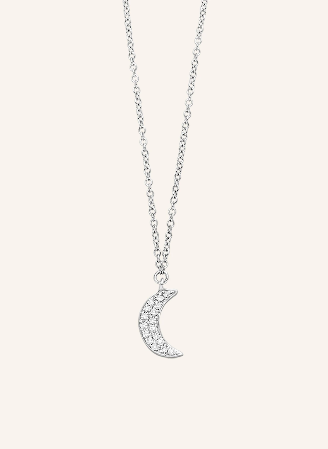 Leaf Halskette HALBMOND aus 18 Karat Weißgold mit Diamanten