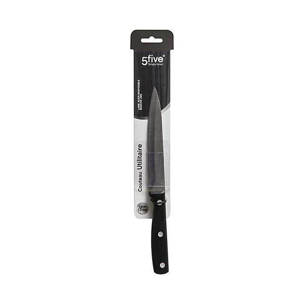 Couteau utilitaire inox - lame 13cm Essentiel Black - 5Five