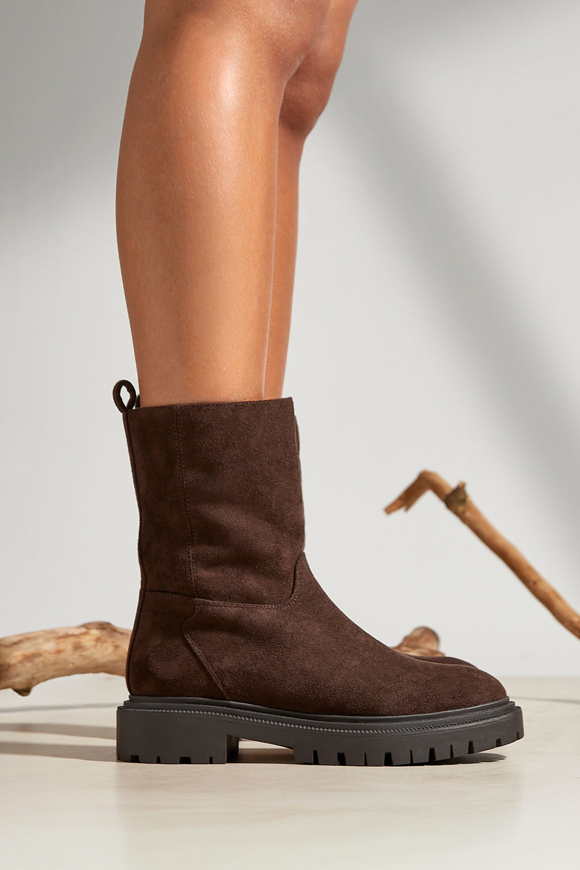 Linzi Bentley Brown Chunky Ankle Boots