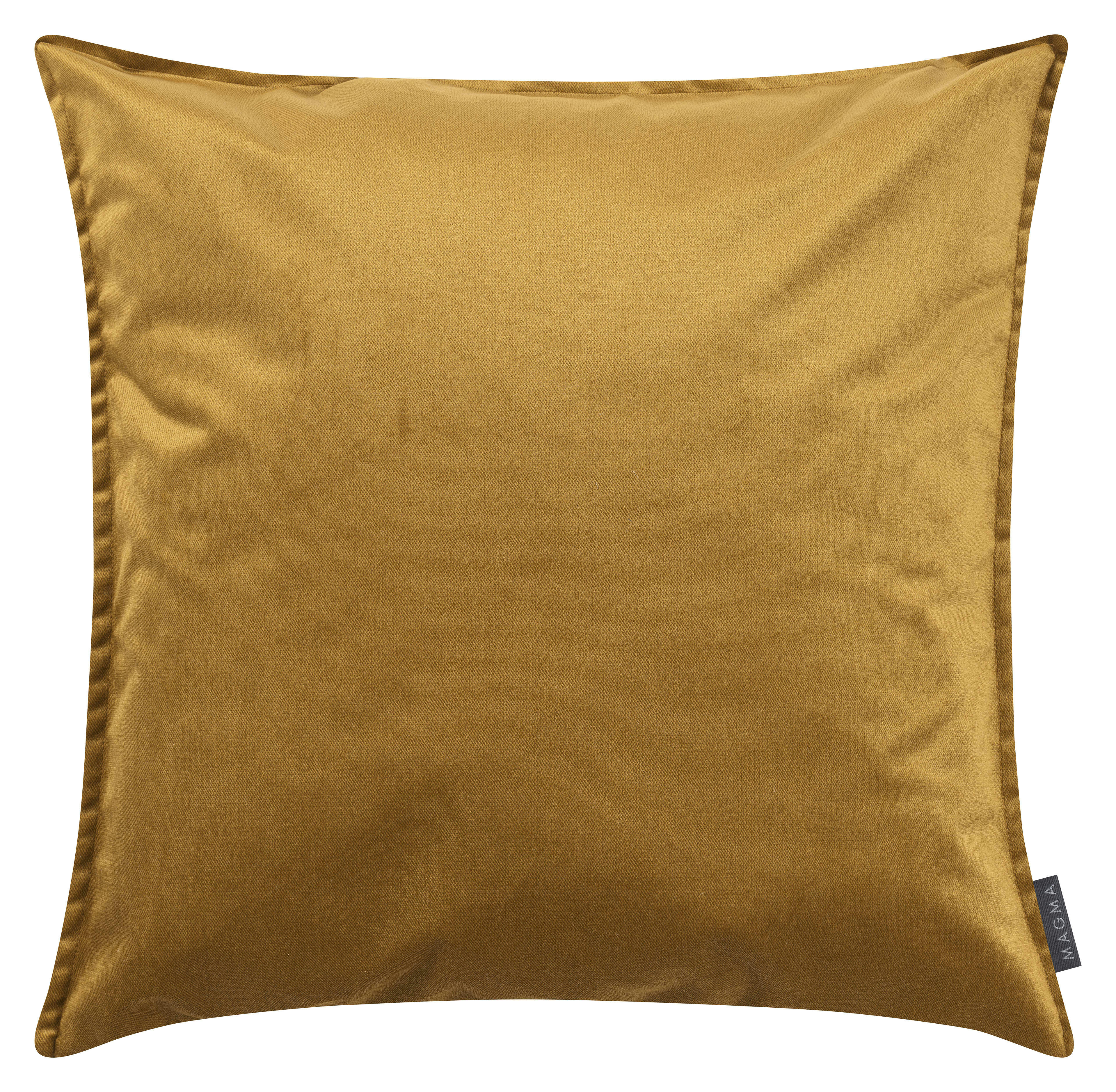 MARLA - Housse de coussin velours avec volant piqué jaune moutarde 60x60
