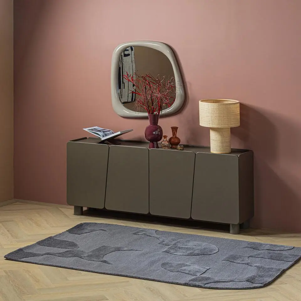 WOOOD Livo Vloerkleed - Wol/Katoen - Grijs - 170x240