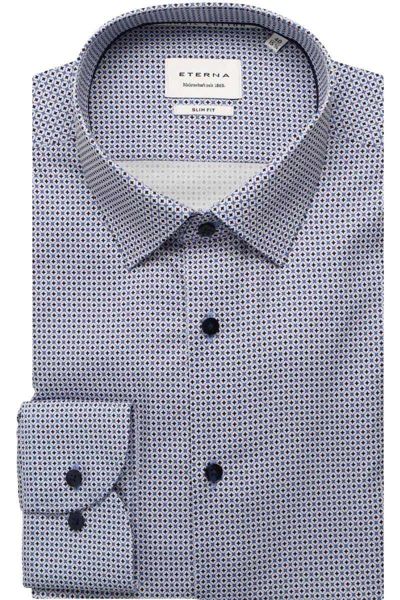 ETERNA Dynamic Cotton Slim Fit Hemd blau, Bedruckt