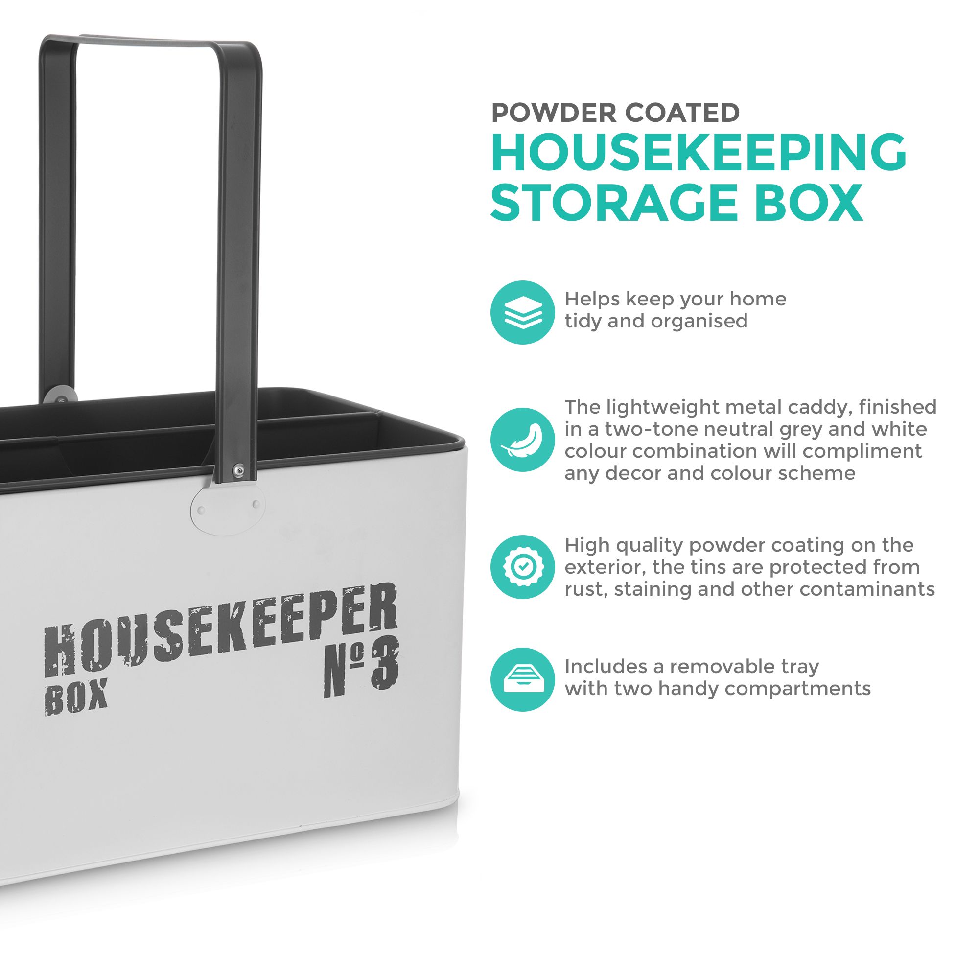 LIVIVO Housekeeping Storage Box Enamel Coated Caddy